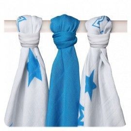 Muselina Bambú Stars Cyan 70x70. 3und