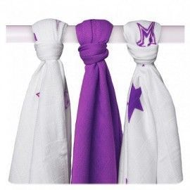 Muselina Bambú Stars Lilac 70x70 3und