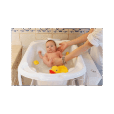 Cubeta de baño antideslizante blanca para bebé