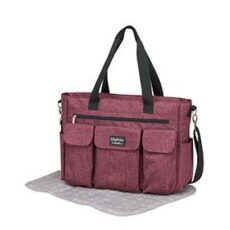 BOLSO GEMELAR+CAMBIADOR DENIM BURDEOS DE PIRULOS