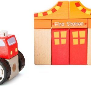 Set de construcción de madera con sonido Bomberos