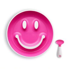 Plato con Ventosa y Cuchara Smile Rosa