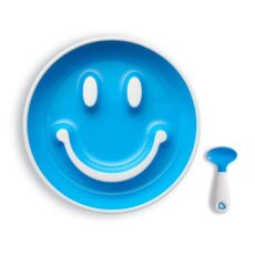 Plato con Ventosa y Cuchara Smile Azul