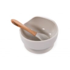 Bowl Silicona Ventosa con Cuchara Gris BOJUNGLE