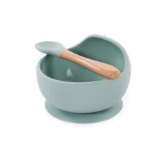 Bowl Silicona Ventosa con Cuchara Menta BOJUNGLE