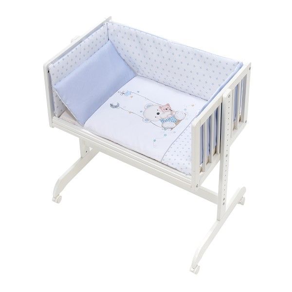 Minicuna colecho Minana Oso Columpio Azul LittleCocoBaby