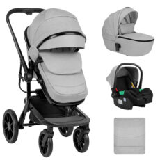 Carrito de bebé 3en1 con capazo de plastico Irene Gris Claro 2024